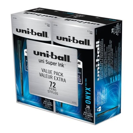 Sanford uni-ball ONYX Rollerball Pen, 0.7 mm, Fine, Blue Ink, 72/PK 2013568